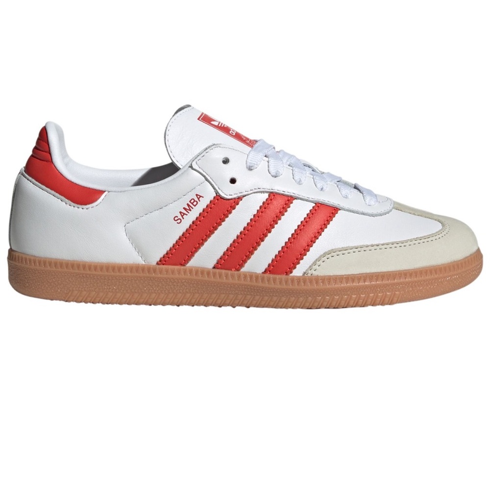Adidas Samba White and Red Leather Sneakers